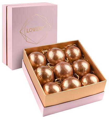 24k Rose Gold Bath Bombs Gift Set, 9 Scented Bubble Bombs